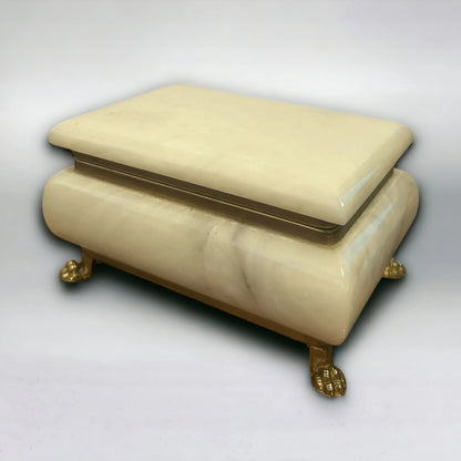 Vintage 1960s Italian Alabaster and Brass Jewellery Box
