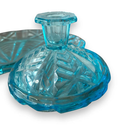 Vintage 1940s Rudolfova Hut Glass Aqua Blue Vanity Tray