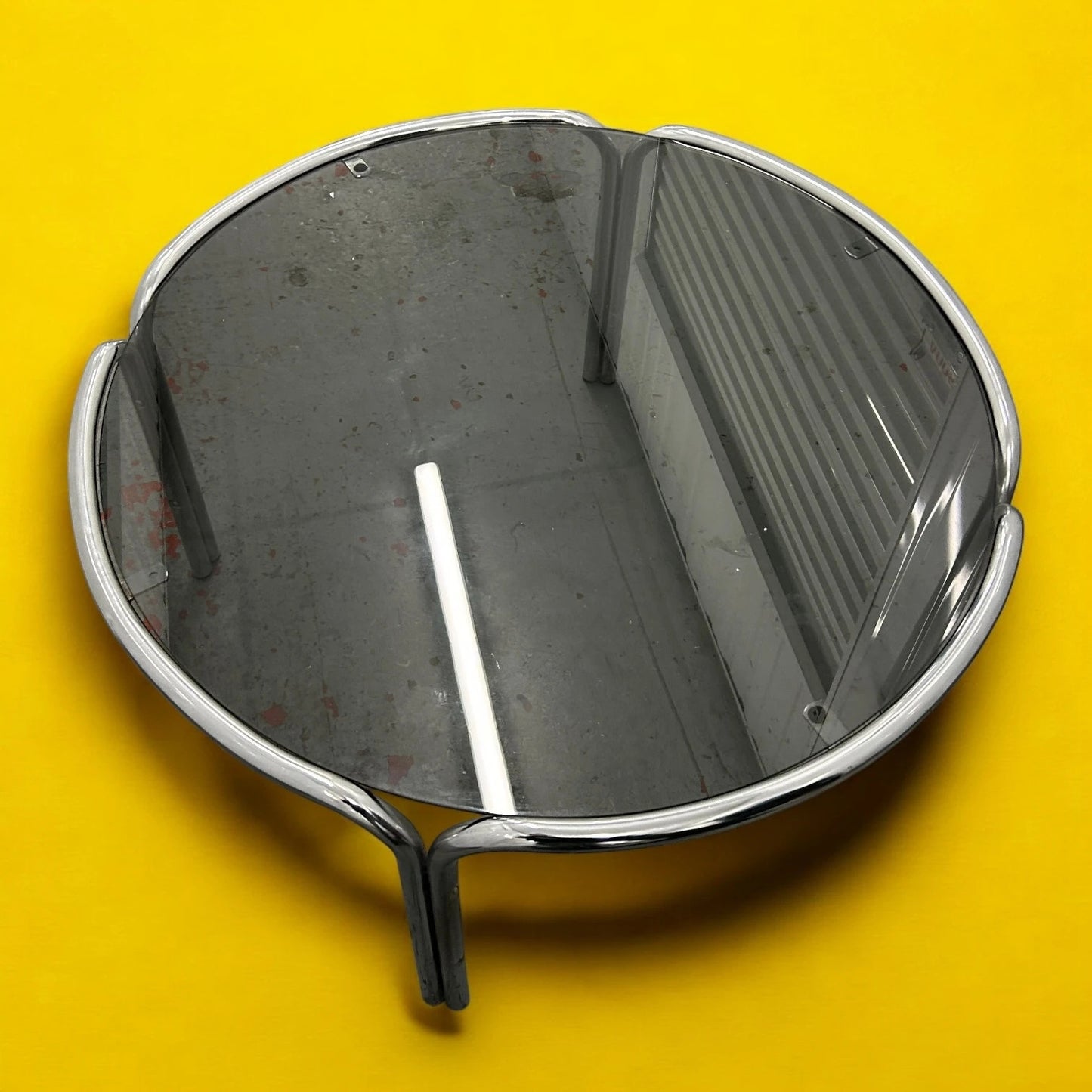 Mid Century Smoked Glass and Chrome Round Coffee Table