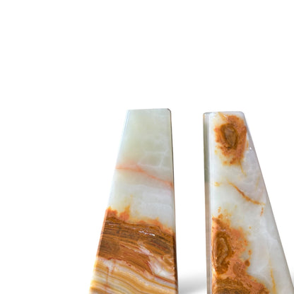 Vintage Onyx Stone Bookends – Mid Century Modern Geometric Book Ends
