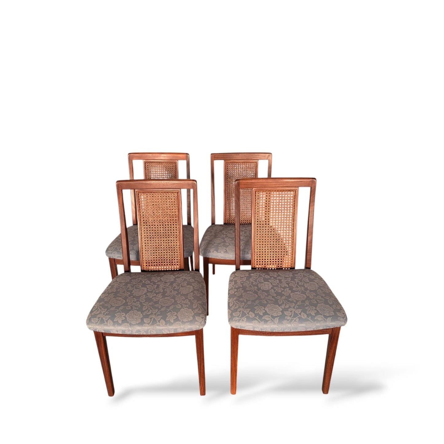 Set of 4 Vintage G Plan Teak Dining Chairs – Mid-Century Modern Cane Back