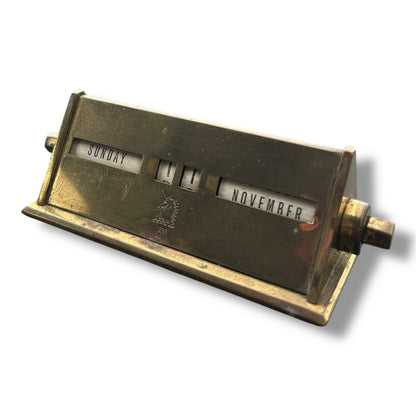 Vintage Brass Perpetual Desk Calendar – Mid-Century Industrial Office Accessory