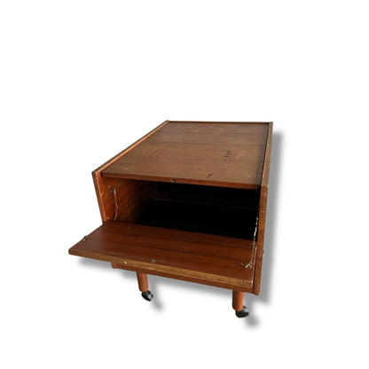 Danish Mid Century Drinks Cabinet on Wheels | Vintage Bar Cart Side Cabinet