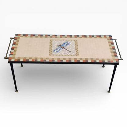 Dragonfly Mosaic Coffee Table – 1950s Mid Century Vintage Mosaic Table With Iron Frame — view 4