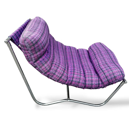 1970s Sling Chair in the Style of Peter Hoyte / Gillis Lundgren Mid-Century Chrome Lounge Chair