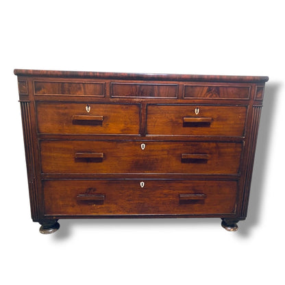 Antique Mahogany Chest – 19th Century Vintage Chest Drawers with Secret Compartment