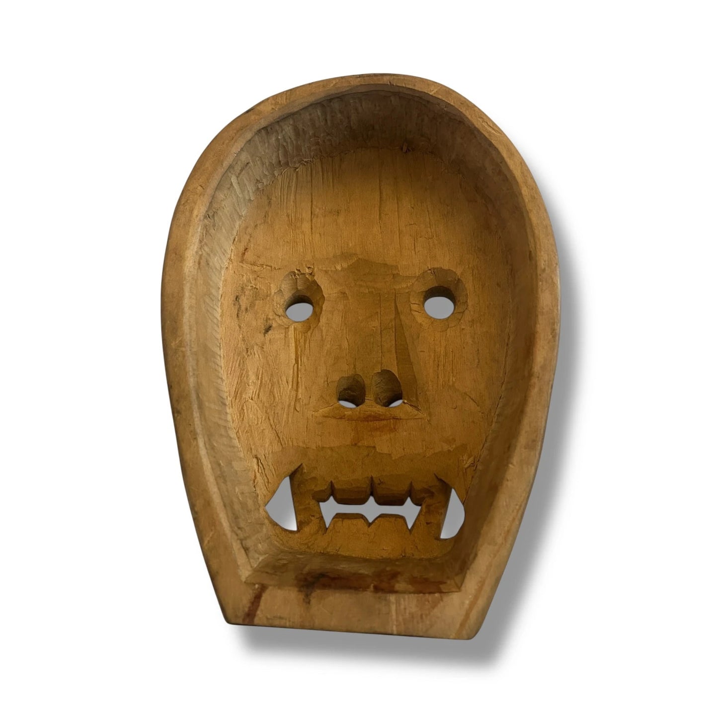 Vintage 1960s Japanese Handcarved Wood Demon Mask