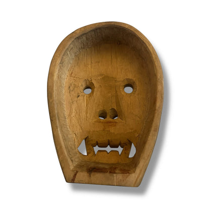 Vintage 1960s Japanese Handcarved Wood Demon Mask