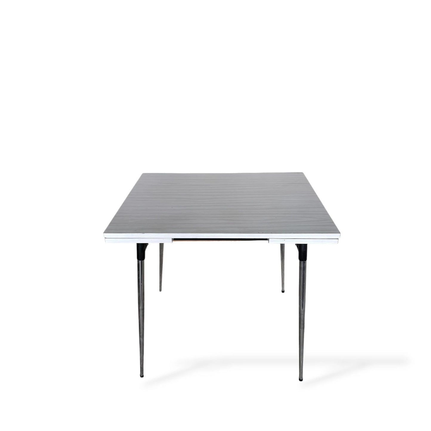 Mid-Century Formica Draw-Leaf Dining Table | Retro Kitchen Table with Chrome Legs