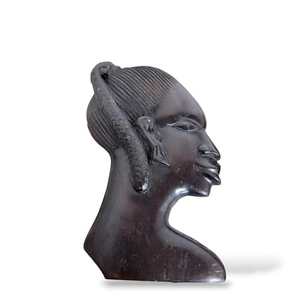 Pair of Vintage Ebonised Wood Busts – Hand-Carved African Figures