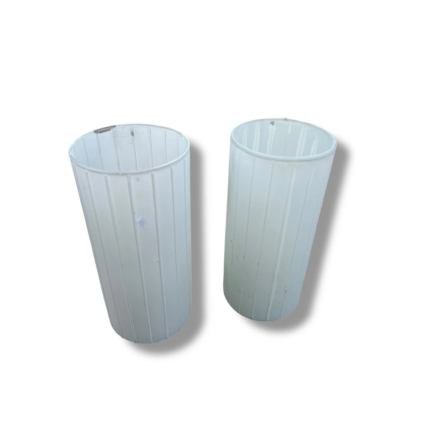 Vintage 90s Pair of Ikea Glass Cylinder Table Lamps