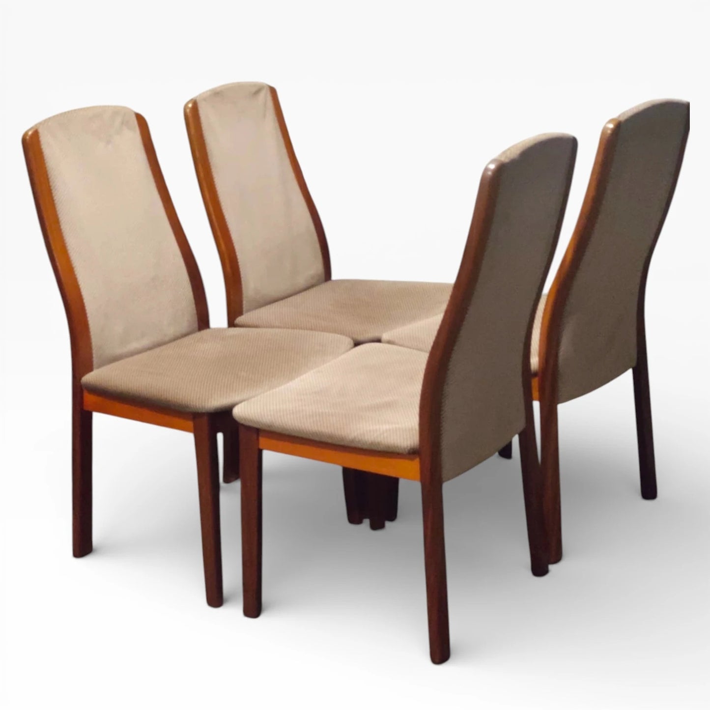 G Plan Dining Chairs – Set of Four Mid-Century Teak Chairs With Neutral Upholstery