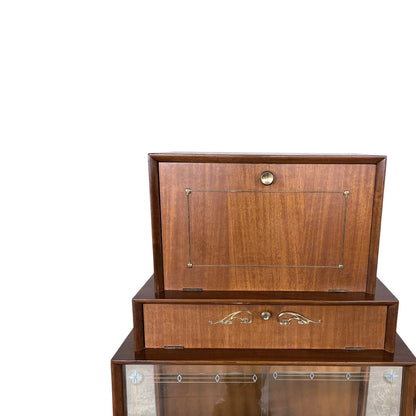 Turnidge Mid-Century Cocktail Cabinet – 1950s Drinks Bar with Etched Glass Display