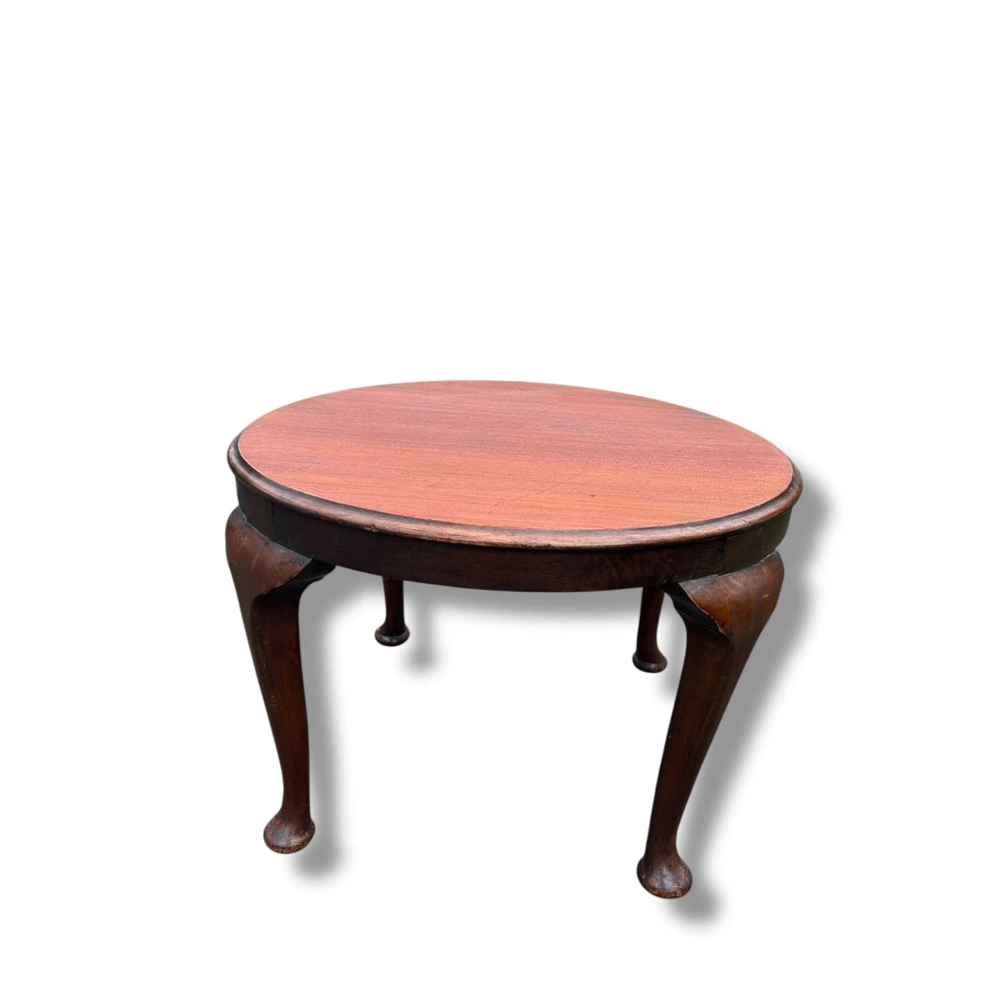 Vintage Queen Anne Style Round Coffee Table – Mahogany Cabriole Leg Low Table