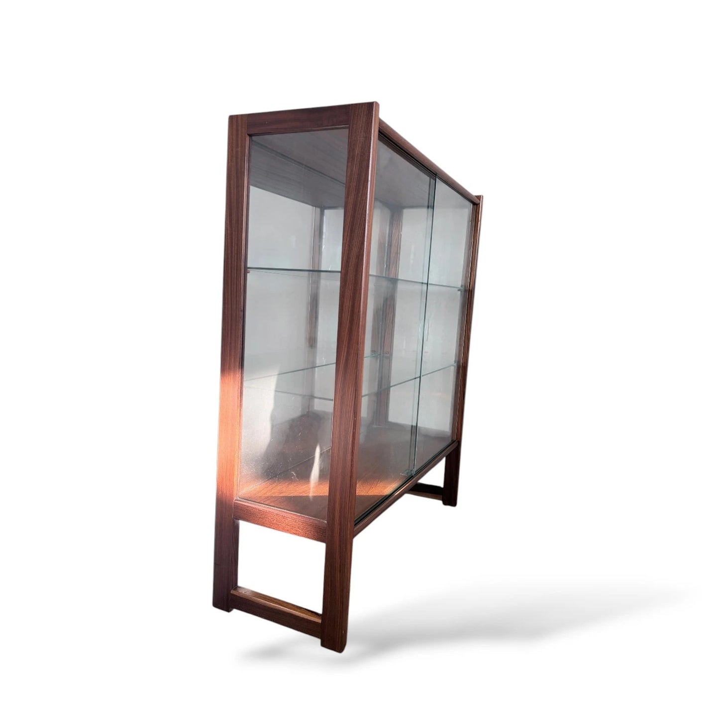 Mid Century Display Cabinet | Teak & Glass Sliding Doors | Vintage Hutch — view 4