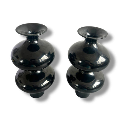 Mid Century Modern Pair of Ebony Contemporary Vases