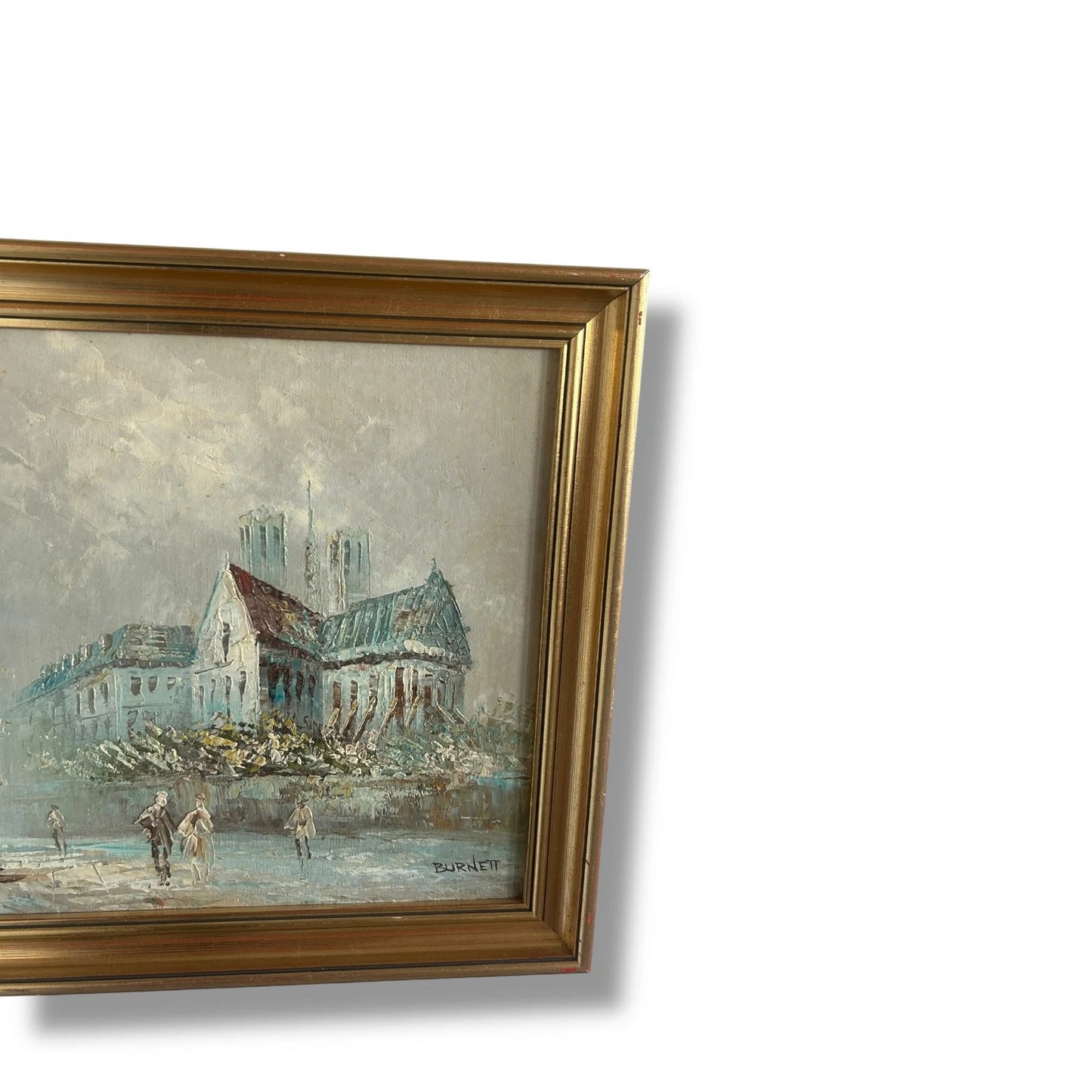 Vintage 1930s Parisian Scene Oil Painting Artwork by Caroline Burnett
