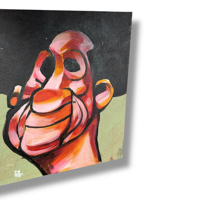 Outsider Art Portrait Painting | Neo Expressionist Abstract Face | Vintage Modernist Wall Art