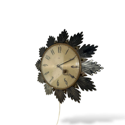 Vintage Metamec Sunburst Wall Clock – Mid Century Plug-In Electric Clock