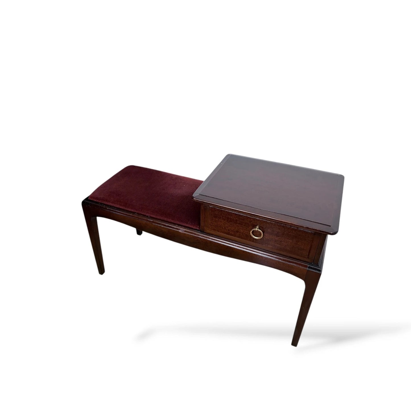 Stag Mahogany Telephone Table | Mid-Century Hall Seat with Drawer