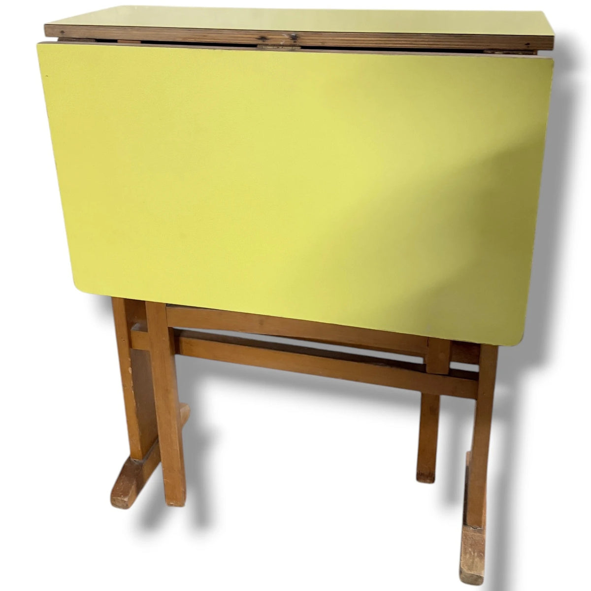 Vintage Drop-Leaf Table - Yellow Formica Top | Compact Mid-Century Kitchen Dining