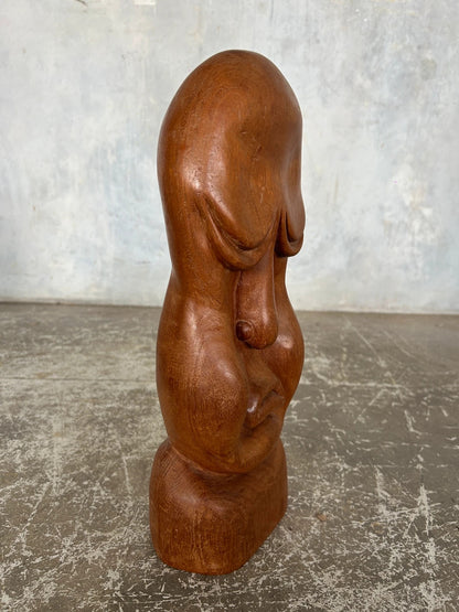 Mid Century Modern Carved Wood Tiki Maui Head Statue