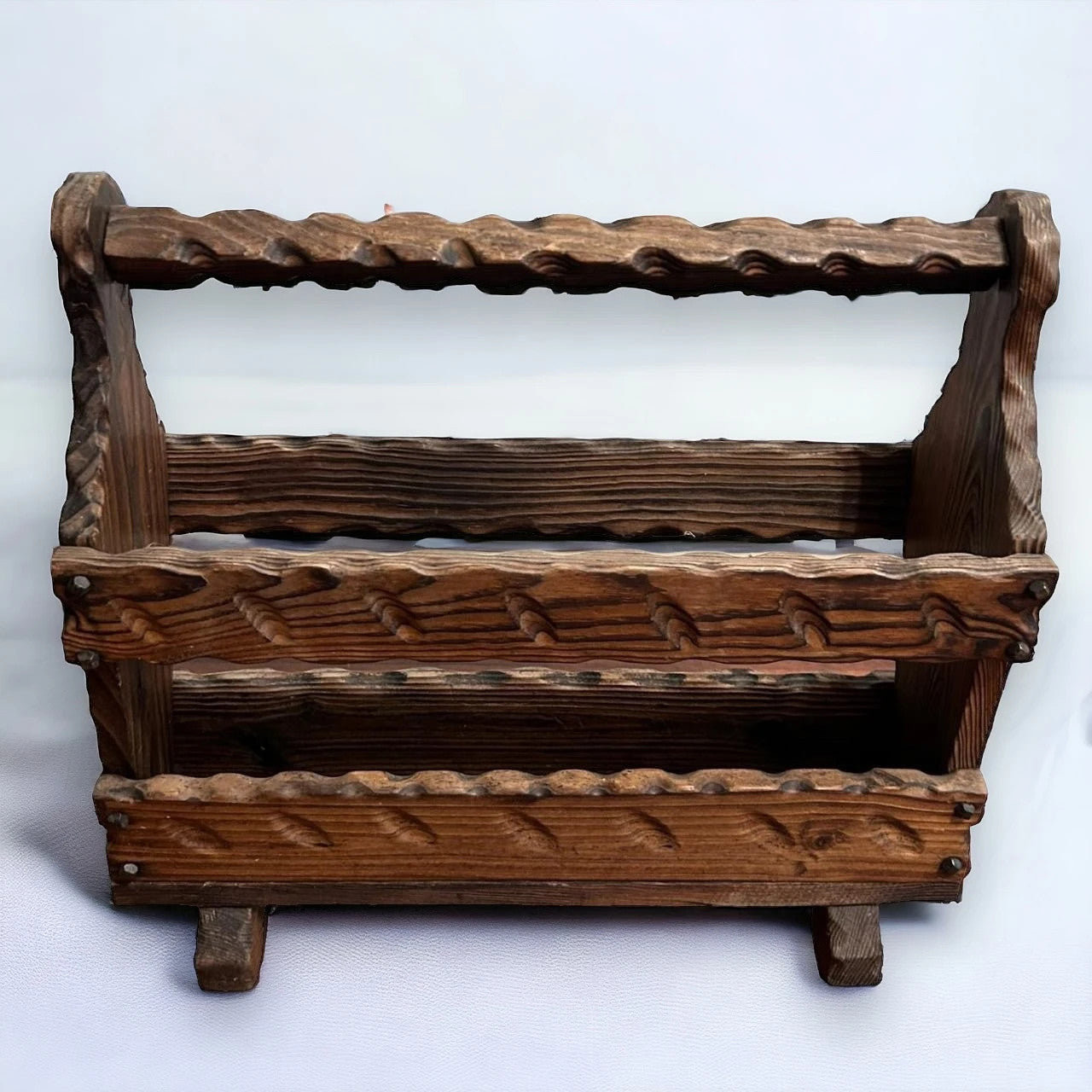 Mid Century Dark Wood Magazine Storage Rack