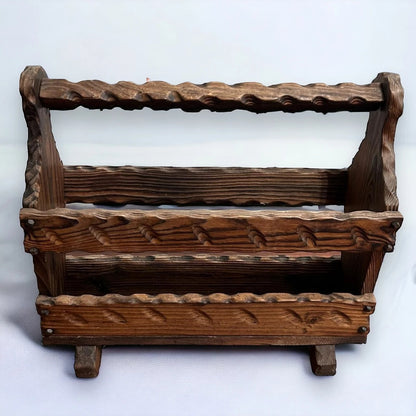 Mid Century Dark Wood Magazine Storage Rack
