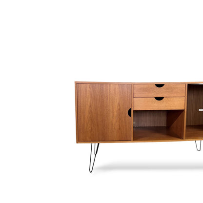 Swedish Mid-Century Teak Sideboard | 1960s Modern Credenza on Hairpin Legs