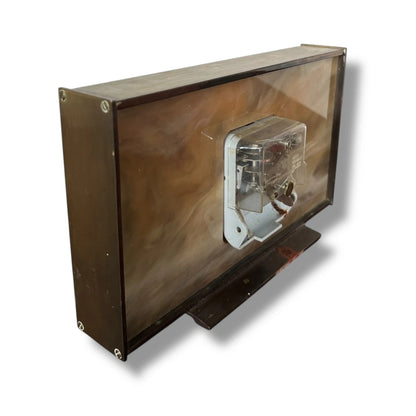 Mid Century Modern Metamec Brass and Lucite Marble Table Clock