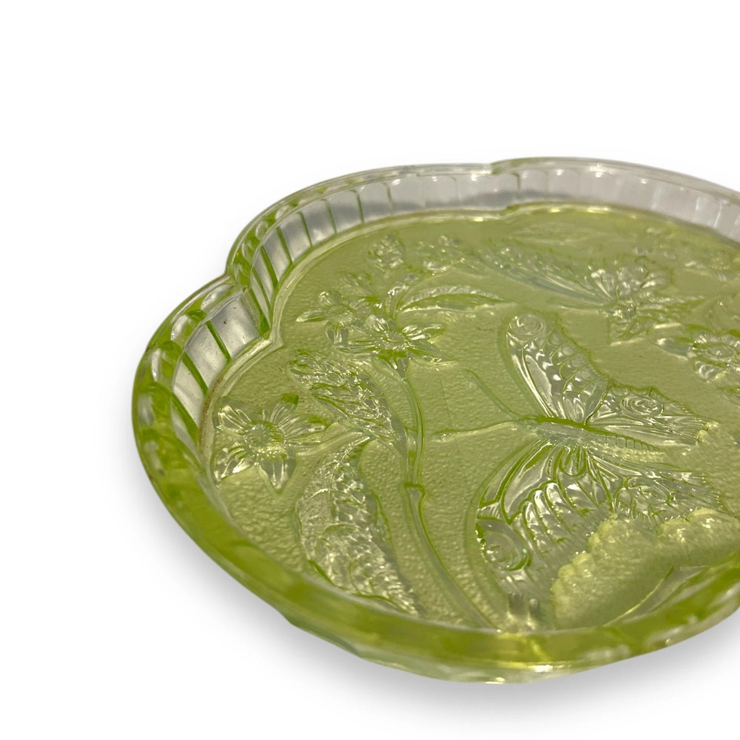 Vintage 1930s Uranium Goass Butterfly Vanity Tray