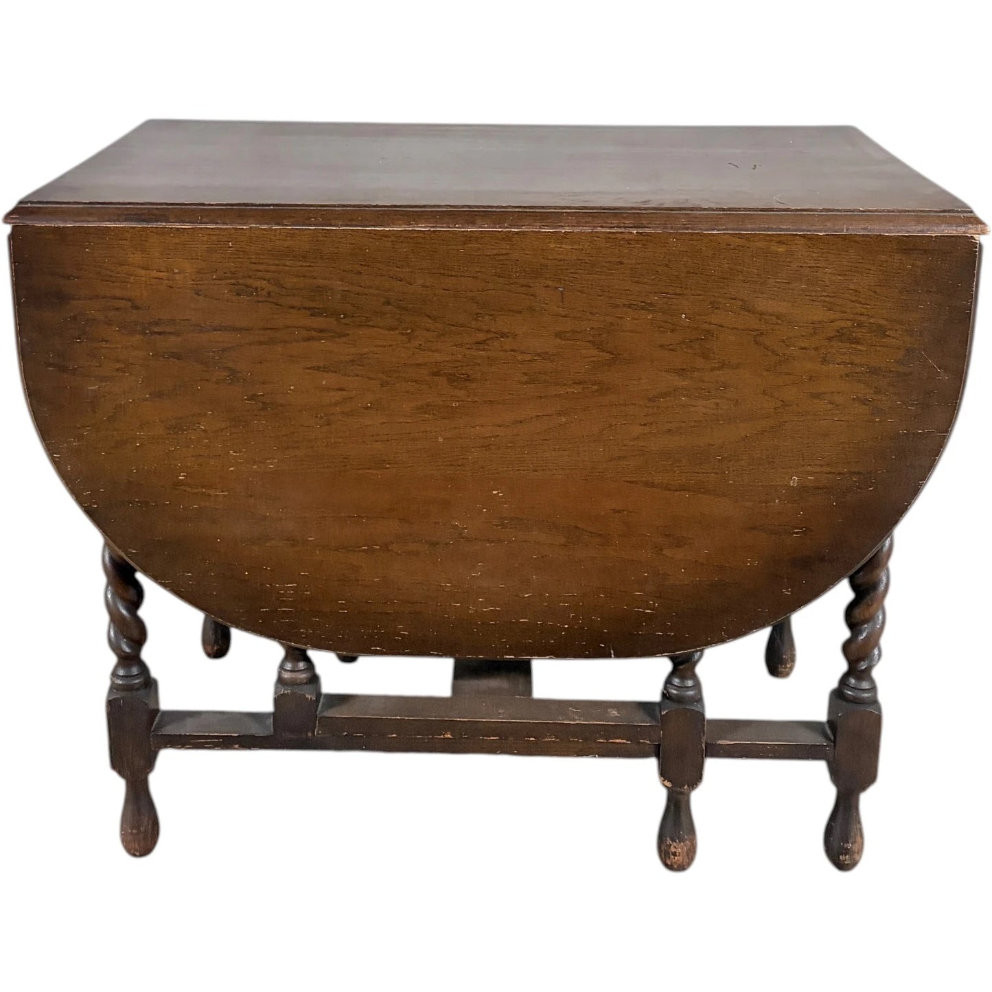 Oak Drop Leaf Table – Vintage Dining Table with Barley Twist Legs & Folding Design