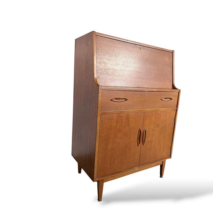 Mid Century Modern Vintage Jentique Teak Writing Desk Bureau Cabinet