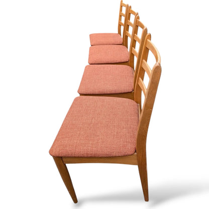 Set of 4 Mid-Century Beech Ladder Back Dining Chairs