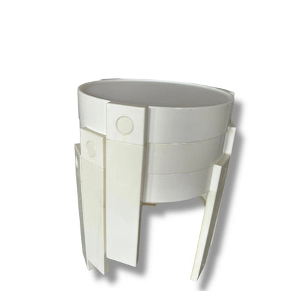 Vintage 1970s Dutch Space Age Stacking Tables – White Modular Plastic Side Tables