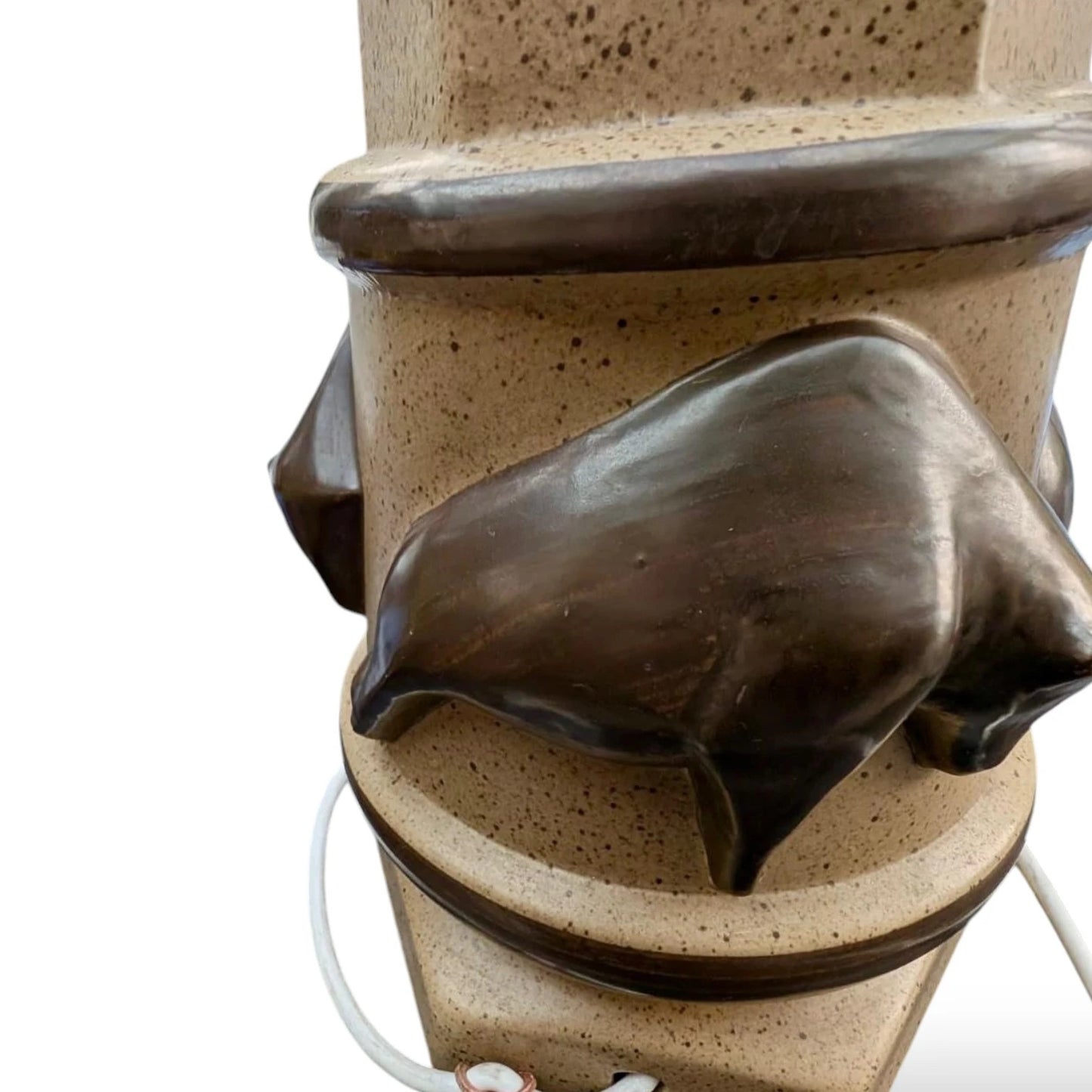 Mid-Century Ceramic Bull Lamp with Hide Shade – 1950s / 60s Western Modernist Design