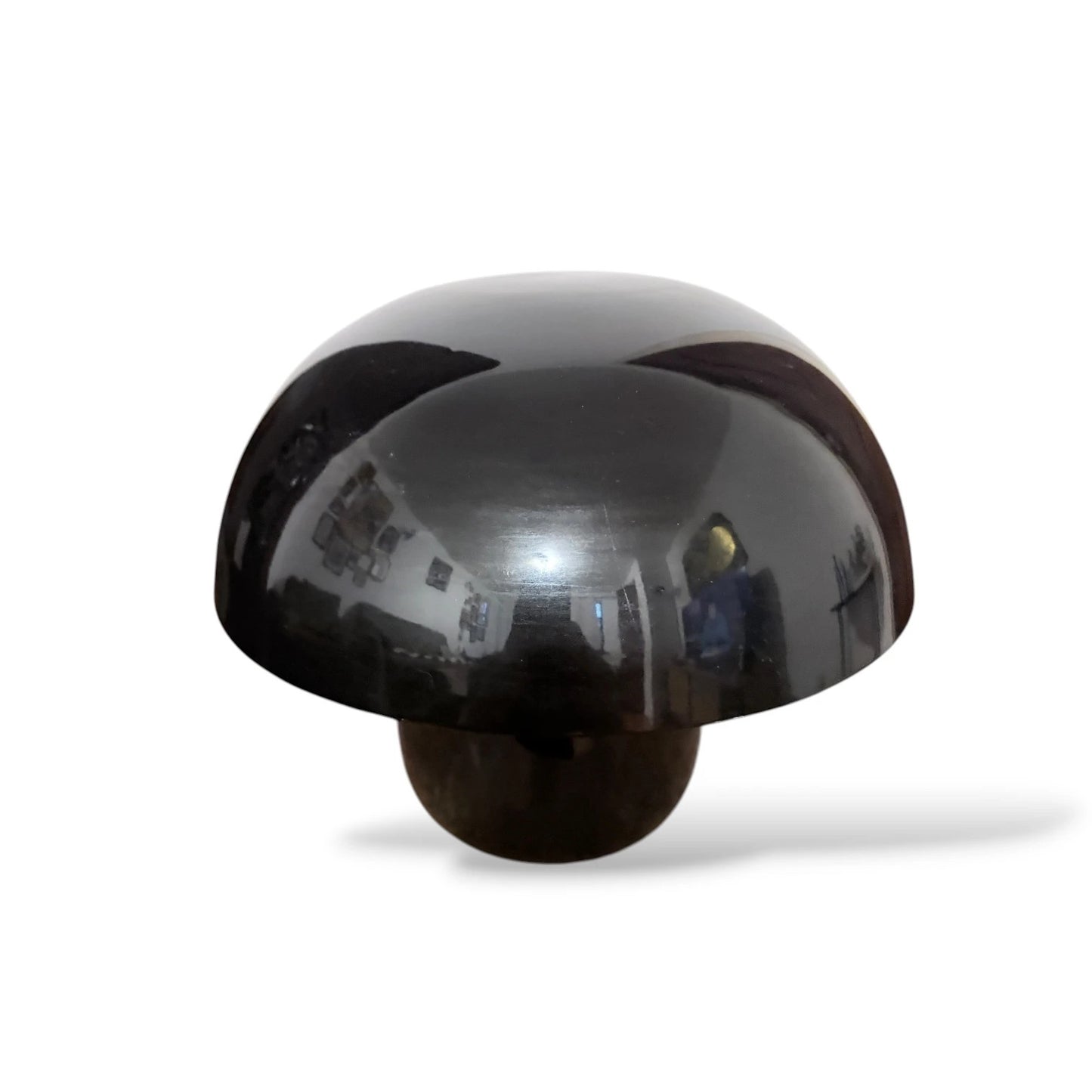 Vintage Black Mushroom Lamp | Fat Dome Table Lamp | 1970s Space Age