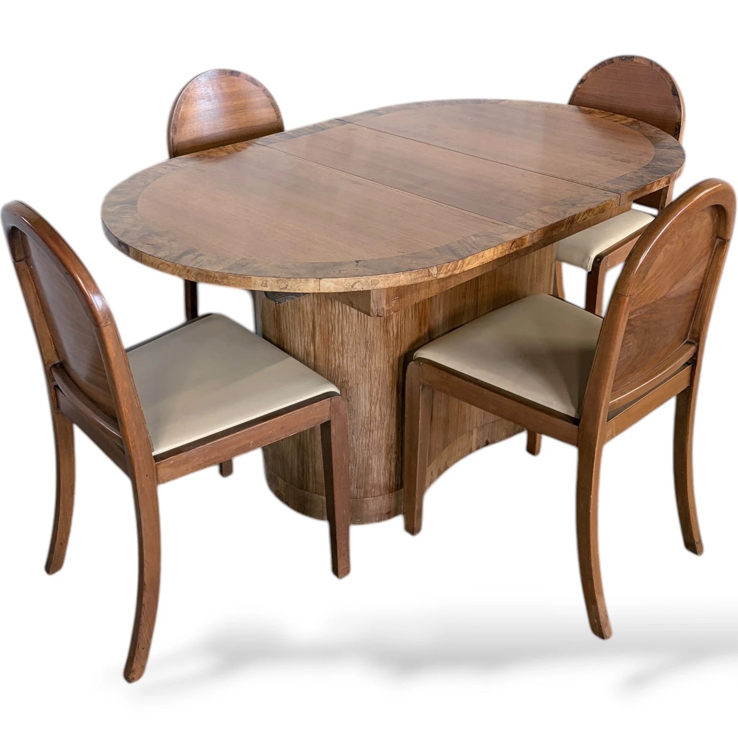 Art Deco Walnut Dining Table – Extending Vintage Dining Suite with Chairs