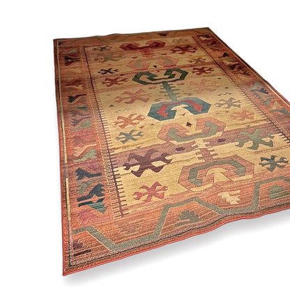 Traditional Persian Wool Rug – Vintage Handwoven Geometric Oriental Carpet