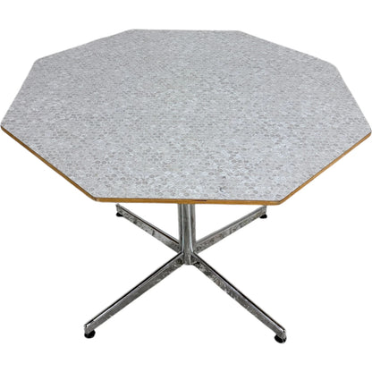 Mid Century Dining Table - Octagonal Formica Kitchen Table with Chrome Base