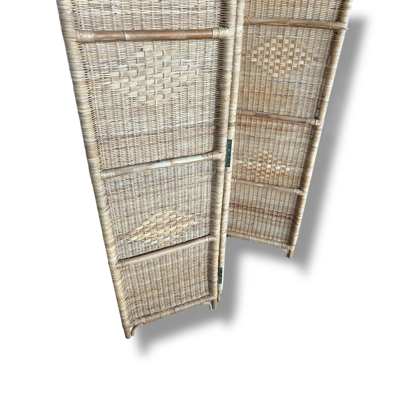 Vintage Bamboo Room Divider | Rattan Folding Screen | Mid Century Boho Partition