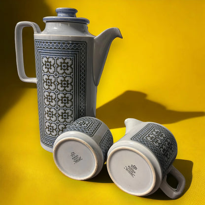 Vintage 1970s Hornsea Tapestry Blue Jug Set