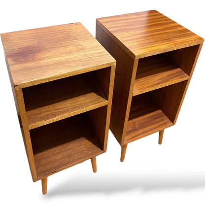 Mid Century Teak Bedside | Compact Nightstands with Open Shelf Storage