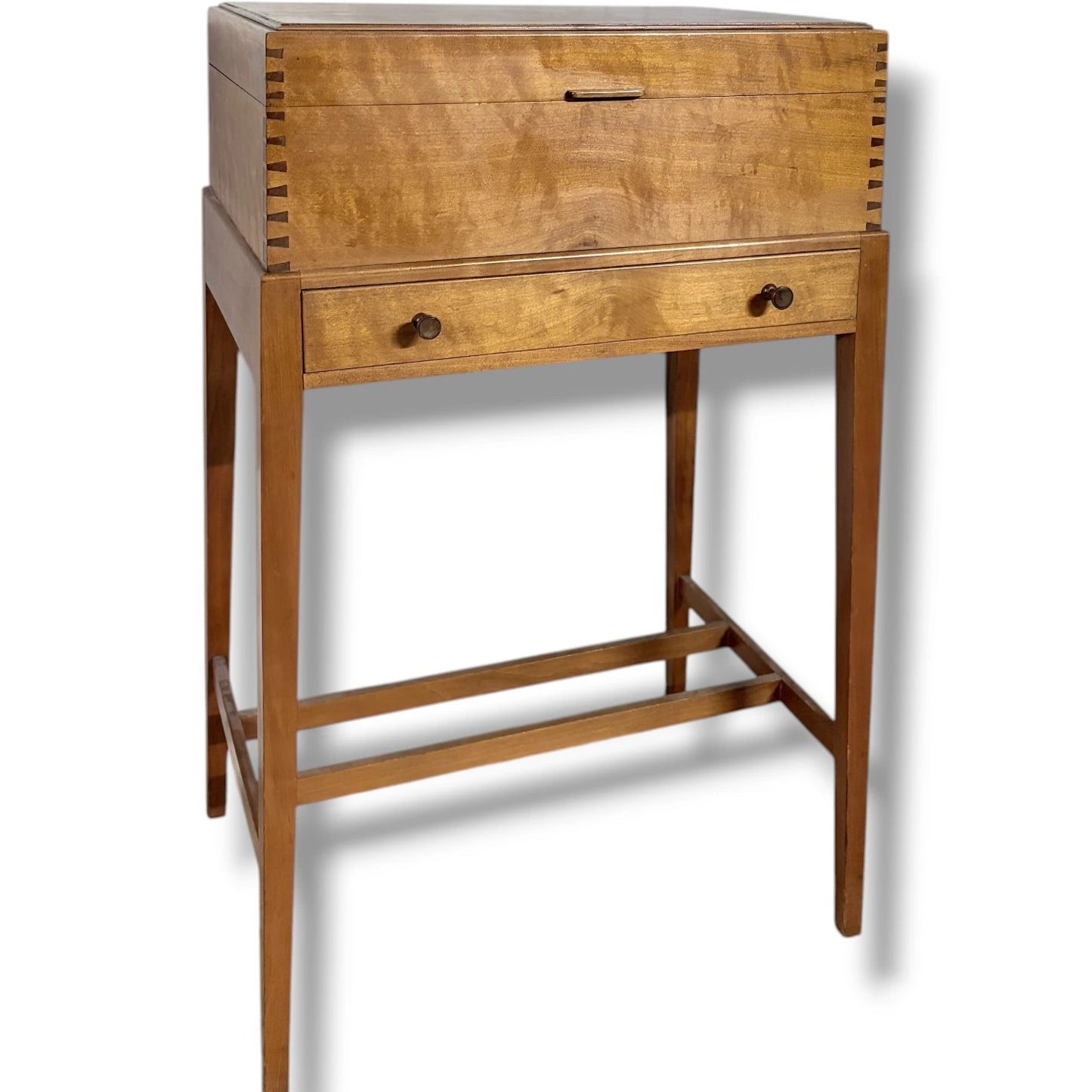 Mid Century Storage Table - Lift Top Utility Side Table with Drawer