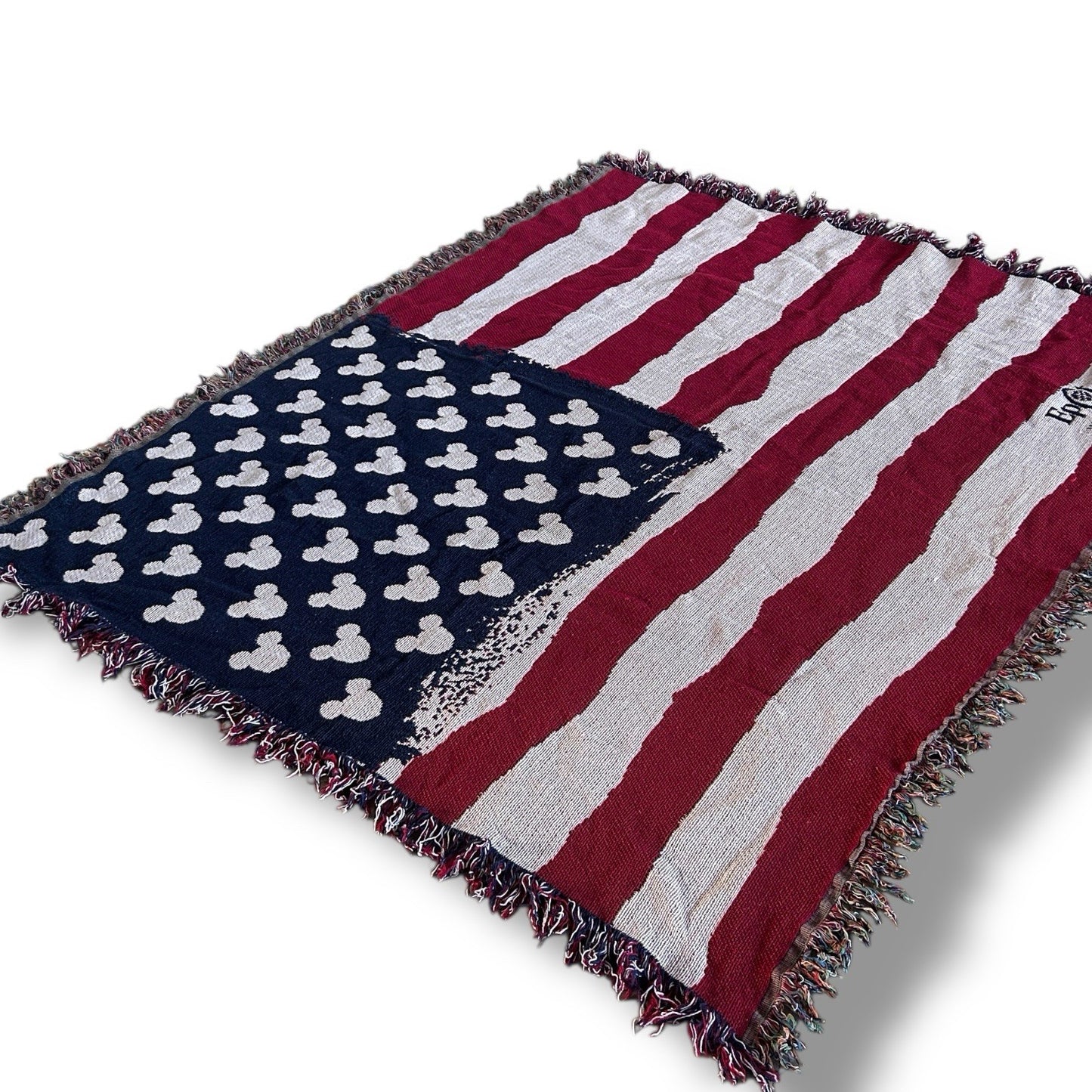Vintage Disney Epcot Throw Tapestry Rug USA Flag