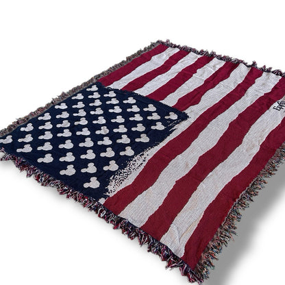 Vintage Disney Epcot Throw Tapestry Rug USA Flag