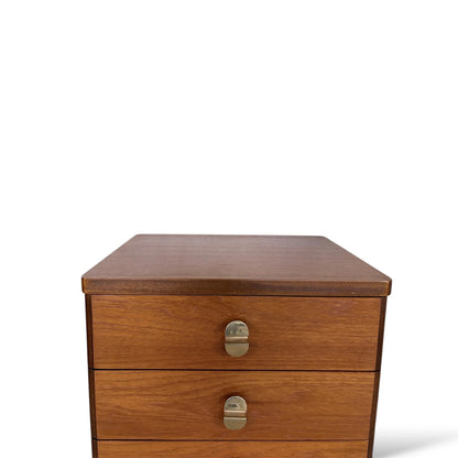 Mid Century Stag Teak Bedside Cabinet with Brass Handles