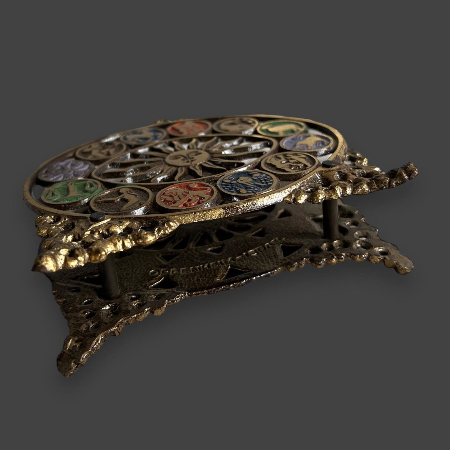 Mid century brass zodiac letter rack