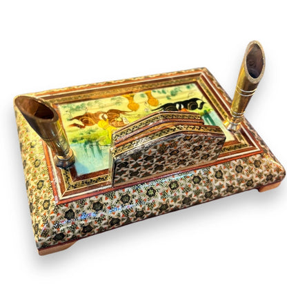 Vintage 1950s Persian Khatam Letter Holder