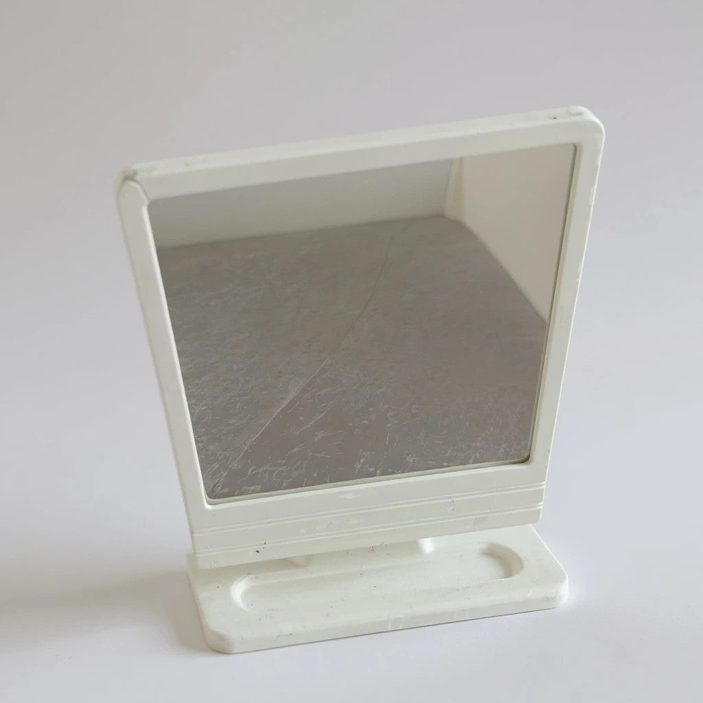 Vintage 1980s Mint Green Plastic Table Mirror – Retro Vanity Mirror with Stand